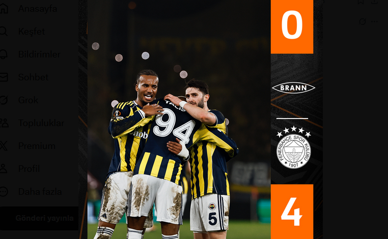 Kuzey Işıkları Norveç’de Sarı-Lacivert Parladı! Fenerbahçe, Brann’ı 4–0’la Devirdi